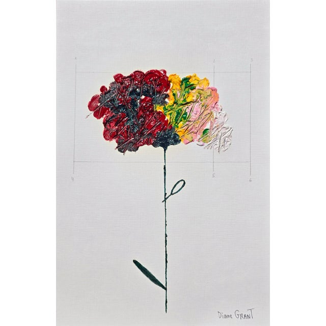 Organic Modern Minimalist Flower Study. Oil and pencil on high quality 'Hahnemuhle' Canvas Grain Fine Art paper. Original...