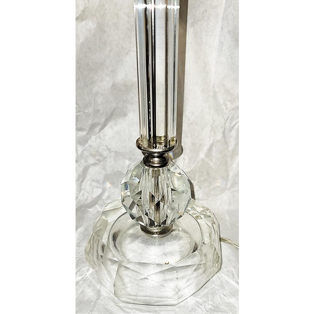 Hollywood Regency Mid 20th Century Hollywood Regency Crystal Glass Stick Lamp For Sale - Image 3 of 9