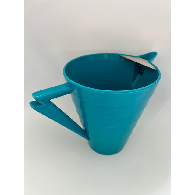 Towle Silversmiths Vintage Larry Laslo for Towle Turquoise Blue Ice Bucket and Pitcher Set 80s Modern Memphis Barware - a Pair For Sale - Image 4 of 16