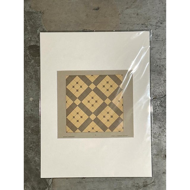 Mid 20th Century Vintage Geometric Tile Pattern Serigraph For Sale - Image 5 of 12