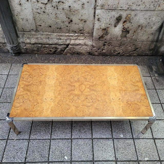 Wood Coffee Table in Root Wood and Steel, 1970s For Sale - Image 7 of 15