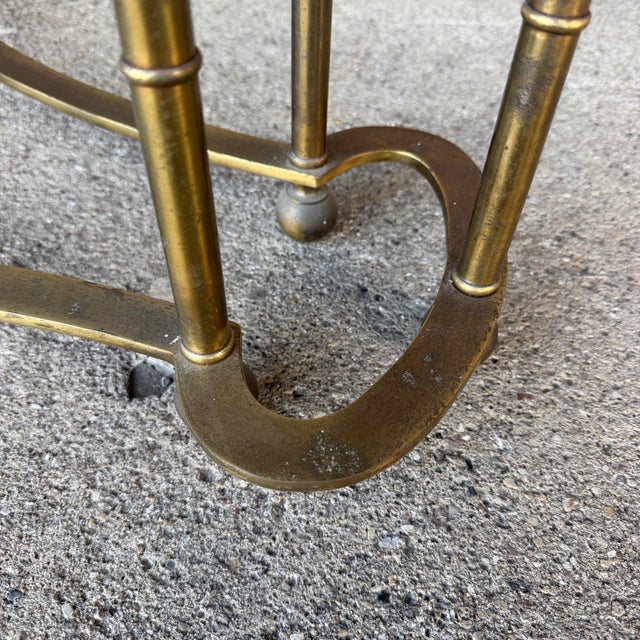 Mastercraft Brass and Glass Racetrack Oval Coffee Table For Sale - Image 9 of 12