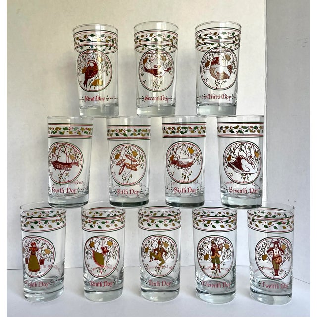 Complete Set 12 Days of Christmas Anchor Hocking Glasses For Sale - Image 11 of 11