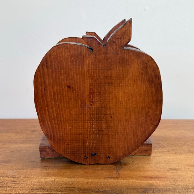 Farmhouse Midcentury Rustic Wooden Apple Napkin Holder For Sale - Image 3 of 7