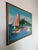 A vibrant original oil painting by Haitian artist Telfort Emmanuel, depicting a colorful scene with traditional sailboats...