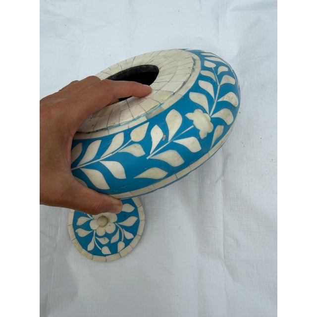 Bone Inlay Lidded Turquoise Box For Sale - Image 4 of 10