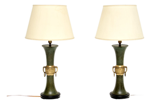 Antique Neoclassical Tole and Brass Table Lamps, 1960s, Set of 2