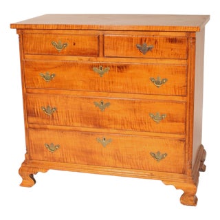 American Chippendale Tiger Maple Chest of Drawers For Sale