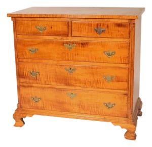 American Chippendale Tiger Maple Chest of Drawers