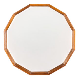 Large Dodecagonal Walnut Mirror attributed to Fratelli Marelli, 1970s For Sale