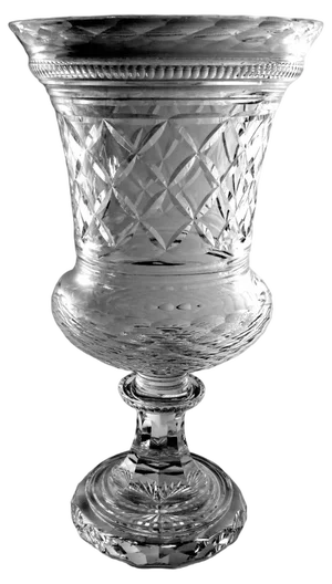 Large Florentine Renaissance Style Cut and Ground Crystal Medici Vase, Italy, 1982