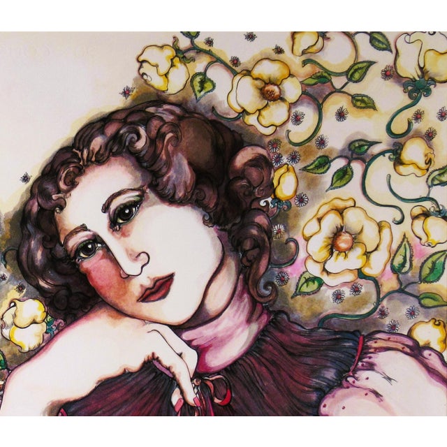 1970s Linda Carter Holman, "But it Seemed so Real" Large watercolor, 1979 For Sale - Image 5 of 10