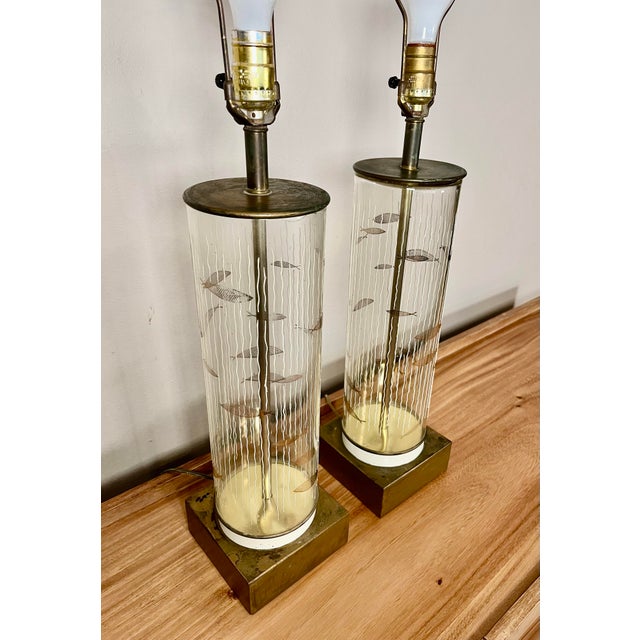 Metal 1950’s Atomic Cylinder Lamps - A Pair For Sale - Image 7 of 12