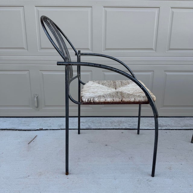 Mid 20th Century Mid 20th Century Steel and Rush Curved Armchairs Stackable Set of 6 For Sale - Image 5 of 12