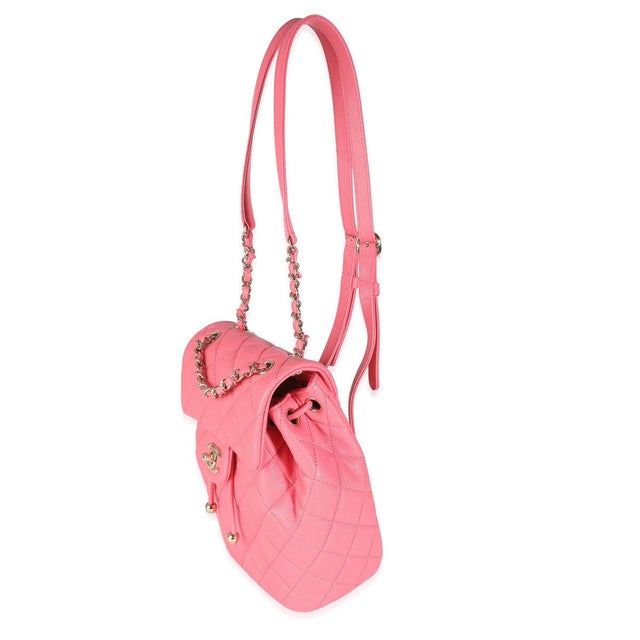 Pink Quilted Caviar Drawstring Backpack Handbag For Sale In New York - Image 6 of 6