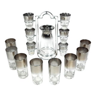 Vintage Vitreon Queen's Luster Lusterware Barware Glass Set Mid Century For Sale