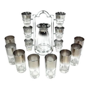 Vintage Vitreon Queen's Luster Lusterware Barware Glass Set Mid Century