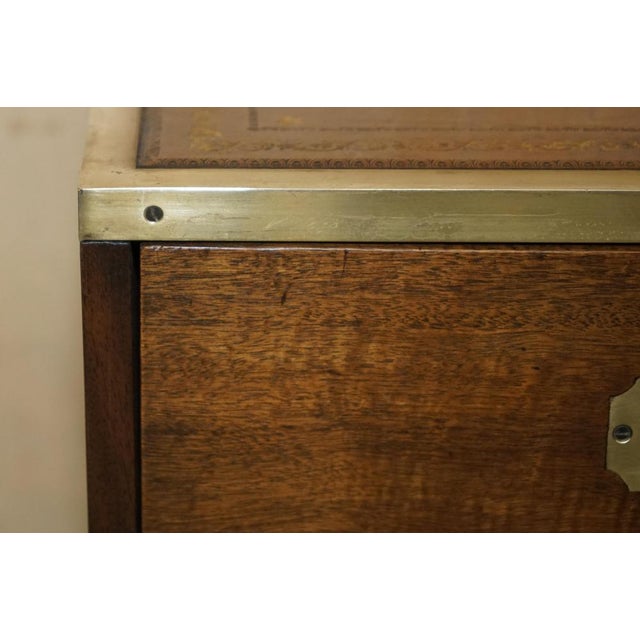 Fully Military Campaign Kennedy Leather Side Table with Drawers from Harrods For Sale - Image 5 of 18