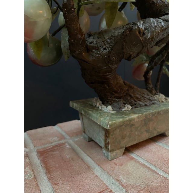 Mid 20th Century Vintage HandCarved Jade & Stone Bonsai Tree With 21 Peaches Chairish