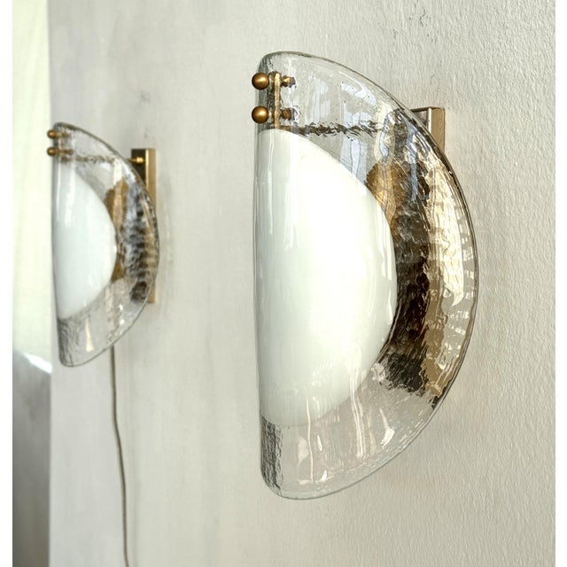 Mid-Century Modern Italian Murano Glass Wall Sconces, 1970s, Set of 2 For Sale - Image 10 of 16