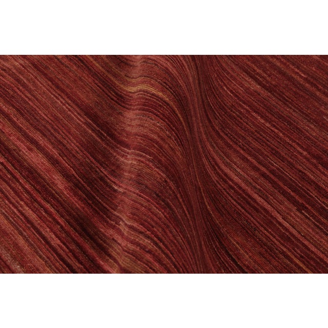 Textile Rug & Kilim’s Modern Textural Rug, Rich Burgundy Red Tone-on-Tone Striae For Sale - Image 7 of 8