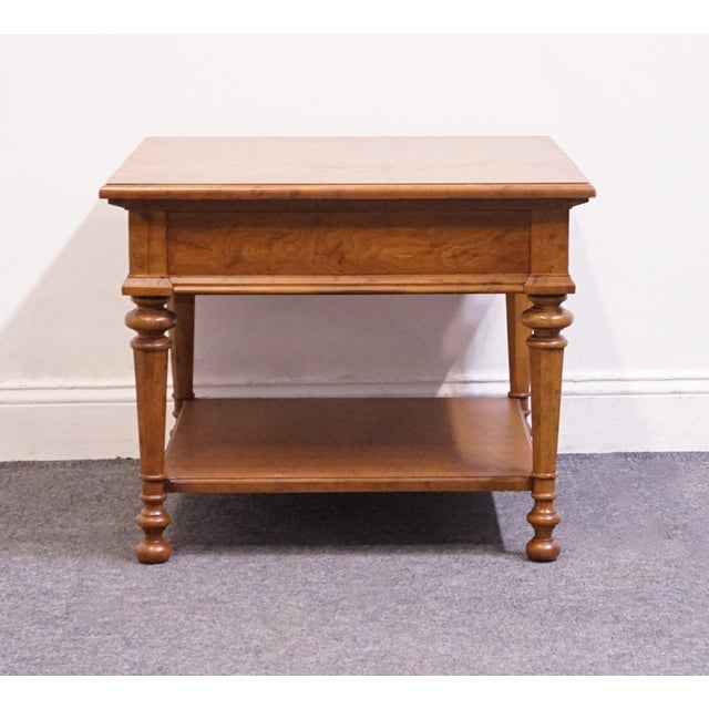 Drexel Furniture Solid Pecan Italian Mediterranean Style 26" Square Accent End Table W. Bookmatched Top For Sale - Image 12 of 12