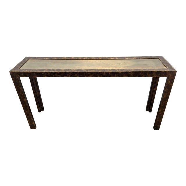 John Widdicomb Brass Inlayed Console Table For Sale