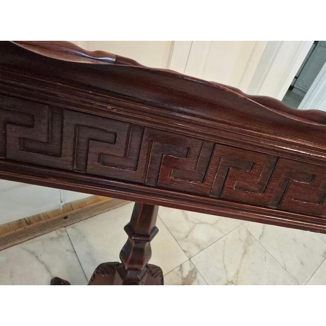 Wood Vintage Mid Century Era Greek Key 22k Embossed Table For Sale - Image 7 of 10