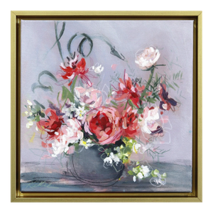 Wondering Rose - Framed Abstract Botanical Floral Still Life Art on Canvas Original Artwork by Kellie Newsome