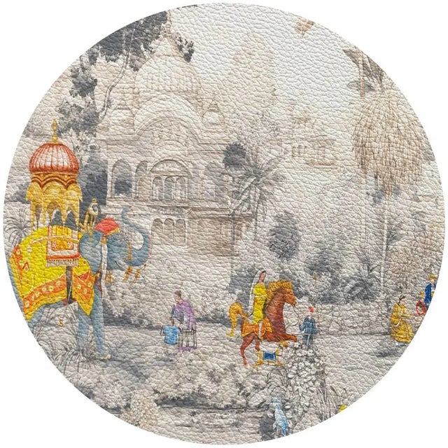 Contemporary Nicolette Mayer India Scene 16" Round Pebble Placemats, Set of 4 For Sale - Image 3 of 3