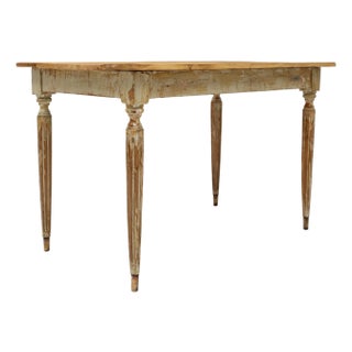 20th Century French Gustavian Wood Patinated Side Table For Sale