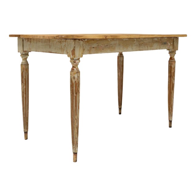 20th Century French Gustavian Wood Patinated Side Table For Sale