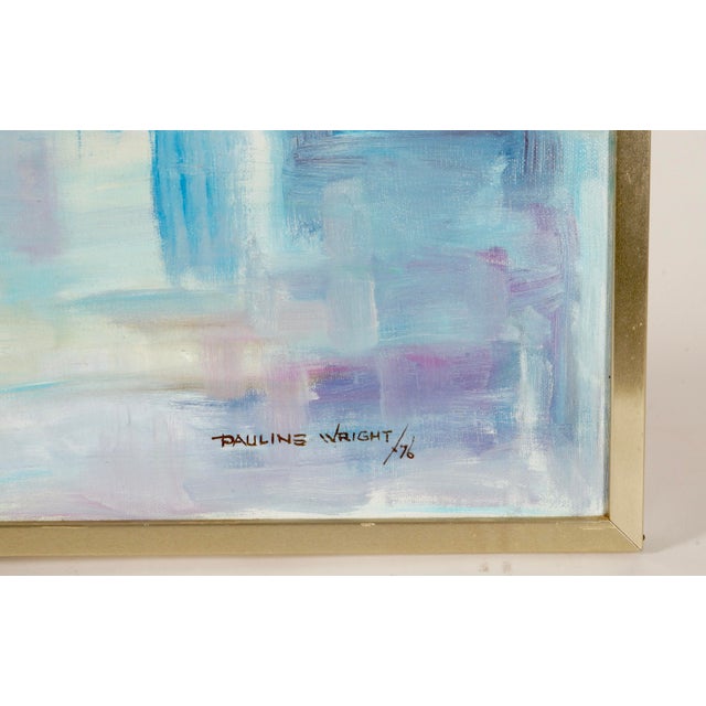 Nautical 1970s Pauline Wright Sailboat Harbor Landscape Artwork For Sale - Image 3 of 7