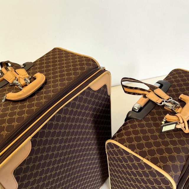 Vintage Ralph Lauren “Lauren” Monograph Suitcase - a Pair For Sale - Image 9 of 13