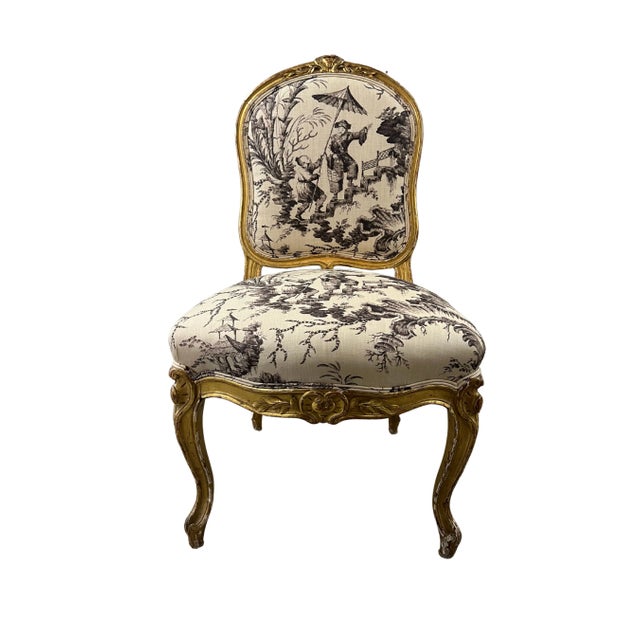 Custom Chinoiserie Toile Giltwood Chairs - a Pair For Sale - Image 4 of 12