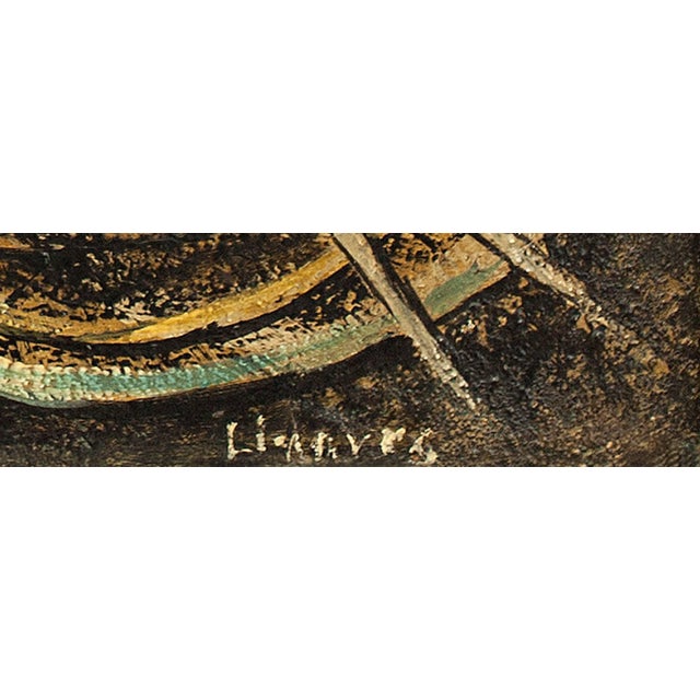 Ernesto Linares, Modernist Mexican Artist "Porters Garden" Abstract Expressionist Oil Painting For Sale - Image 4 of 5