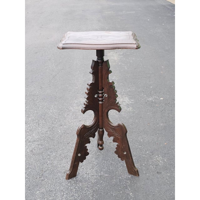 19th Century Eastlake Carved Walnut Stand Pedestal For Sale - Image 9 of 13
