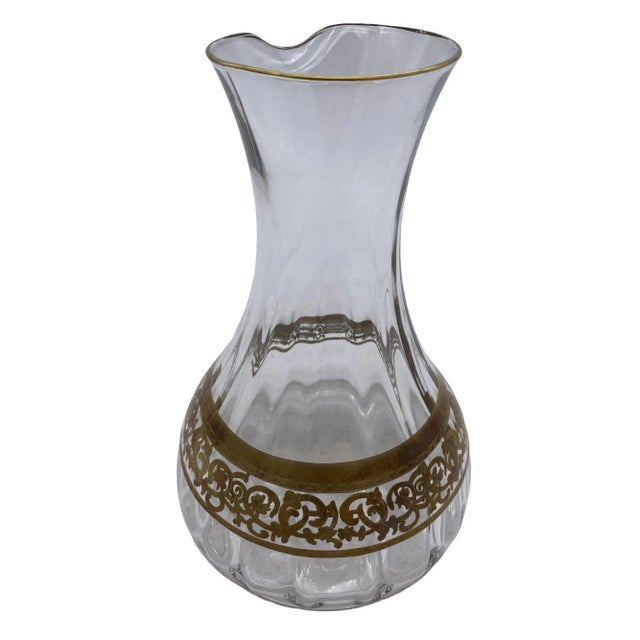 1930s Czechoslovakia Moser Art Glass Pitcher Set With Gold Leaf Accents- a Pair For Sale - Image 4 of 9