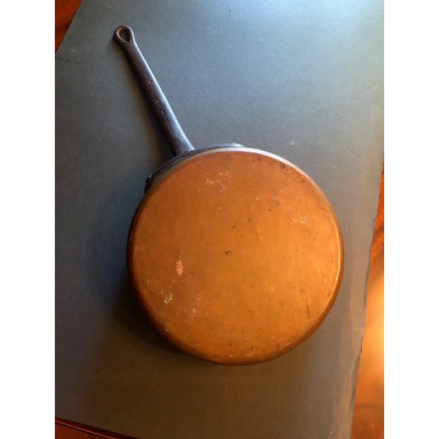 Copper Antique Duperquet Huot & Moneuse Co (Dh&mc) Copper Saute Pan For Sale - Image 8 of 9