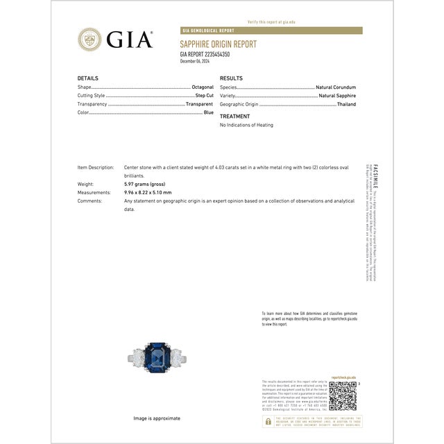 Gia Certified Natural 5.11cts VVS F Diamond Royal Blue Sapphire 950 Platinum 3 Stone Ring, Size 6.75 For Sale - Image 11 of 12