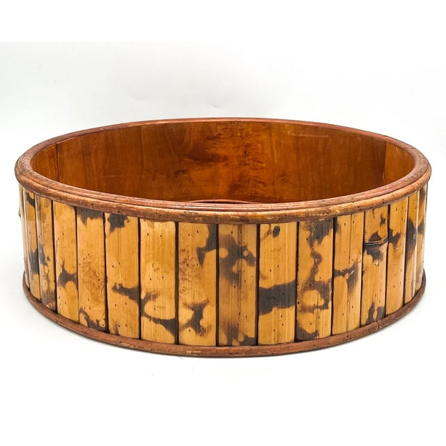 Vintage Burnt Bamboo Basket – Bohemian / Organic Modern / Tropical For Sale - Image 10 of 11