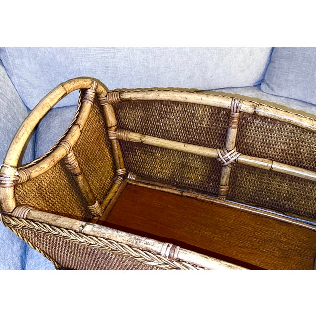 Vintage Bamboo/Rattan Wicker Basket For Sale In New York - Image 6 of 9