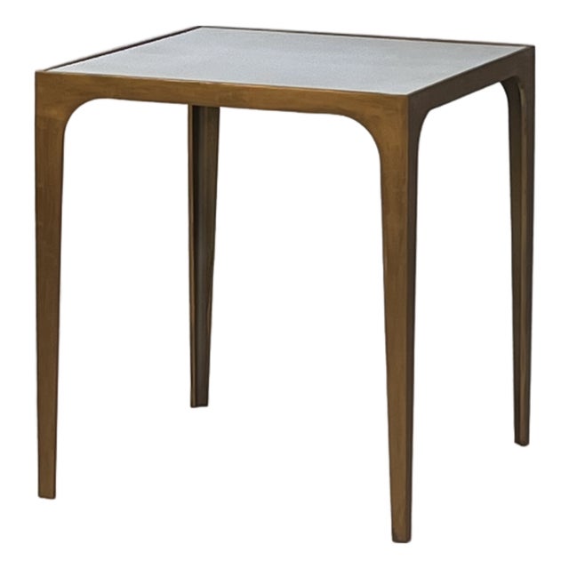 'Esquisse' Gilt Finish and Goatskin Top Side Table by Design Frères For Sale