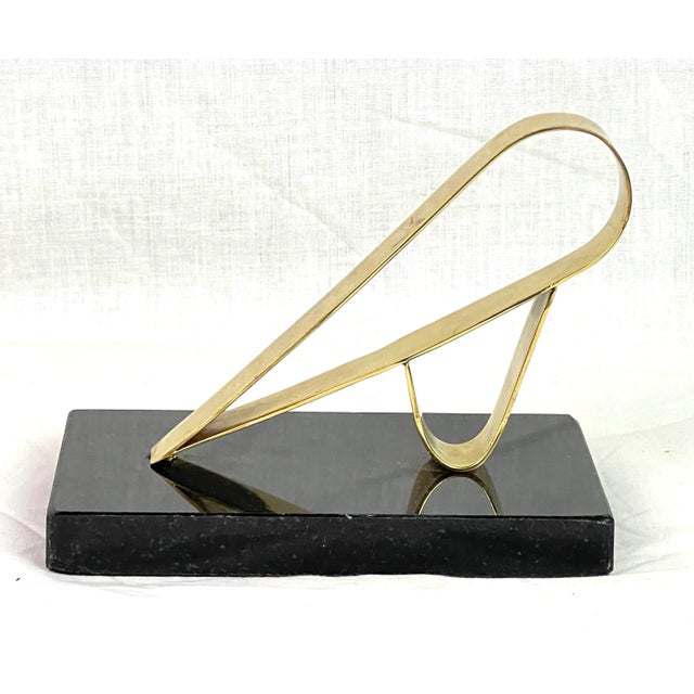 Modern Gold Brass Marble Desk Sculpture Dimensions: 5.75”w x 3.4”d x 4.25”h