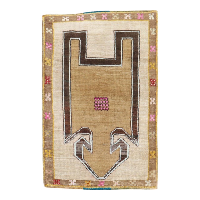 Vintage Tribal Turkish Prayer Rug - 2'8" x 3'11" For Sale