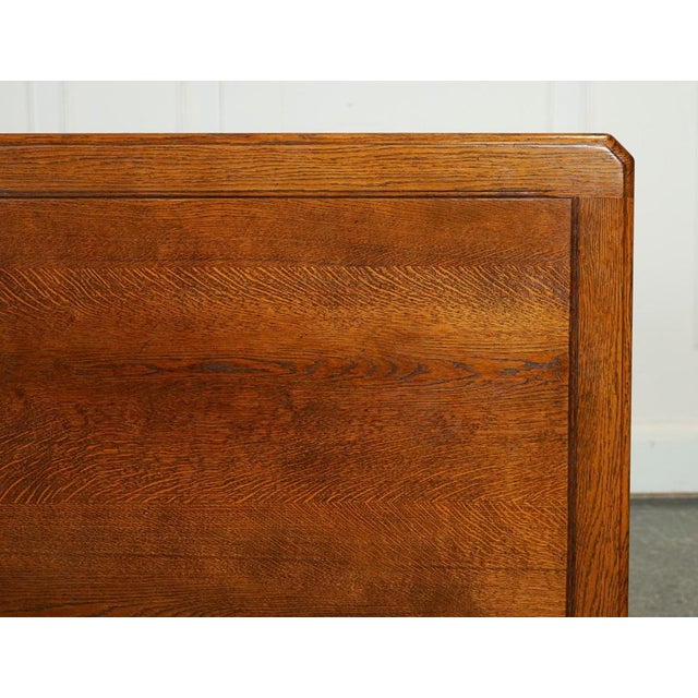 Large Vintage Oak Coffee Table with Grain Oak Top and H Frame For Sale - Image 13 of 16