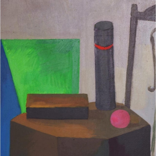 Ev Grüger, Interior with Chair and Geometric Figures, 1958, Oil on Canvas, Framed For Sale - Image 3 of 6