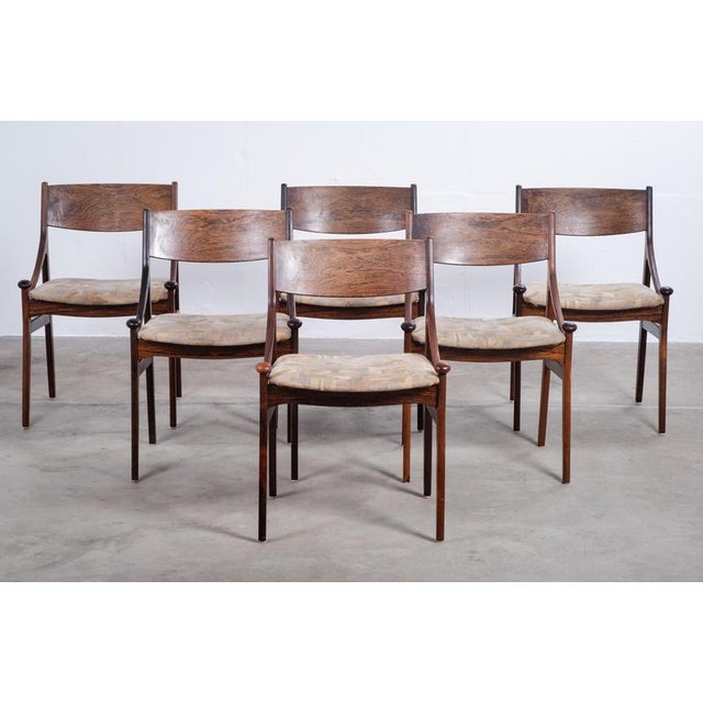 Dining Chairs in Rosewood by Vestervig Erikson for Brdr. Tromborg, 1960s, Set of 6 For Sale - Image 3 of 13
