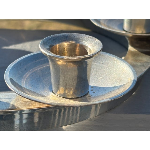 Mid 20th C. English Heavy Silver Plate Centerpiece Candelabra - A Pair For Sale - Image 4 of 8