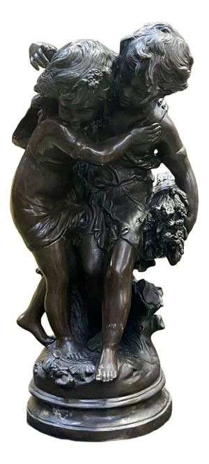 Bronze Depicting Two Children by Moreau, 20th Century